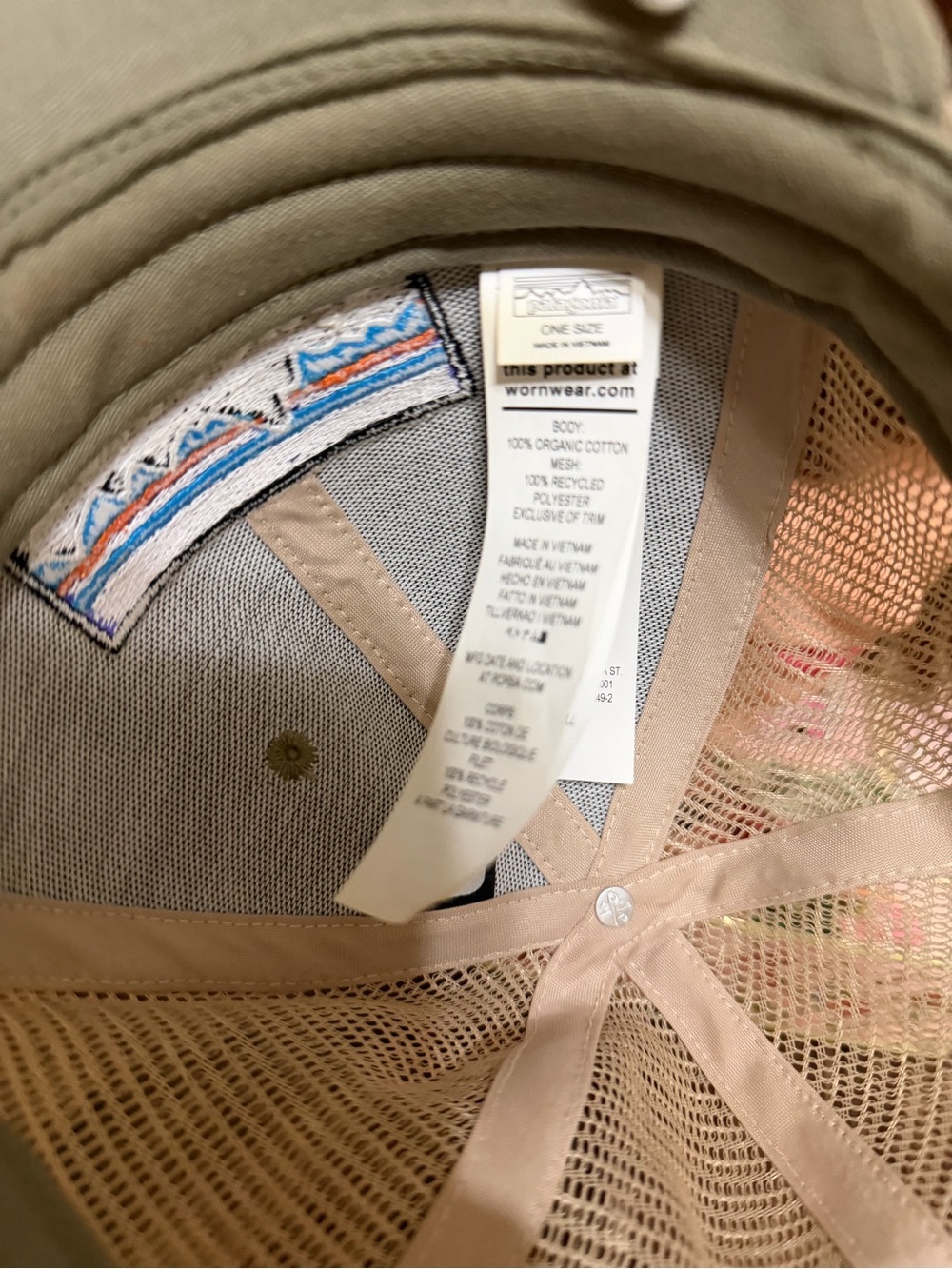 Patagonia Olive and Beige Trucker Hat with Multicolor Patch - Picture 8 of 8